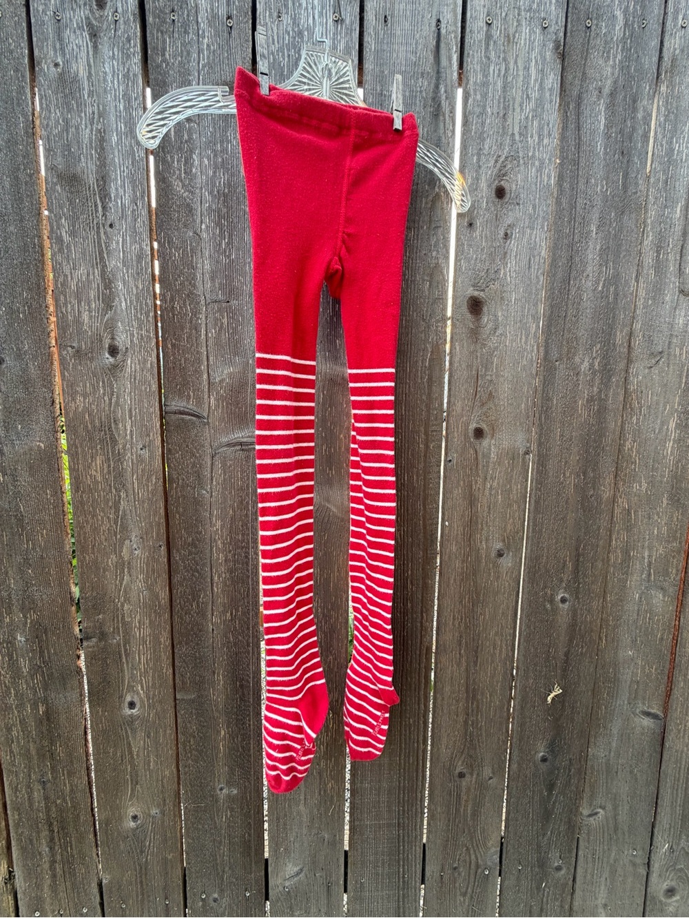 Size 8-10 Polarn O. Pyret Red Striped Tights - like new